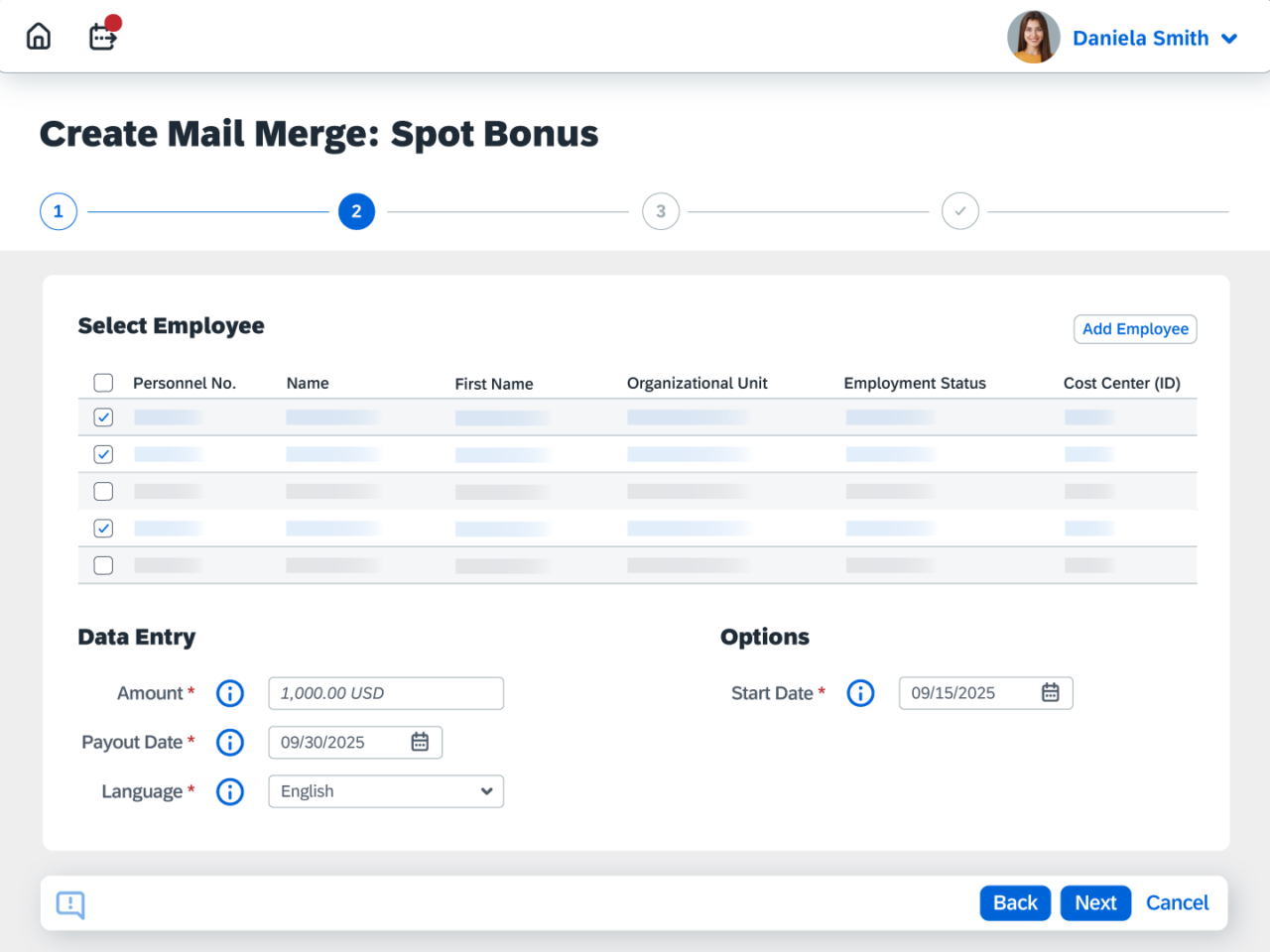 screenshot of Document Creation